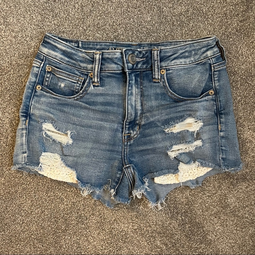American Eagle Crochet Pockets Jean Shorts